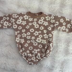 Grayson Collective Floral Bubble Romper - Light Brown 6~9 months